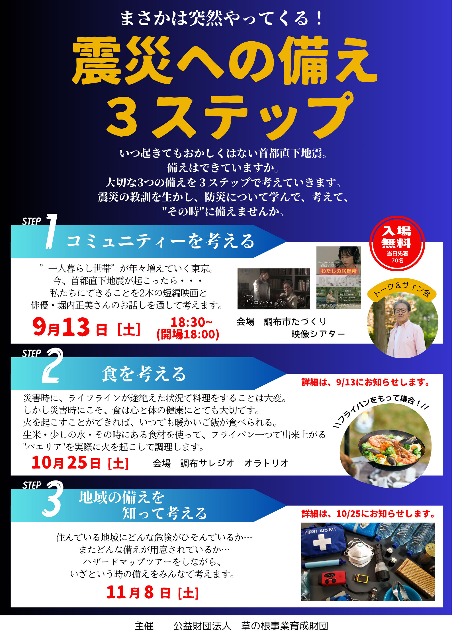 震災への備え３ステップ